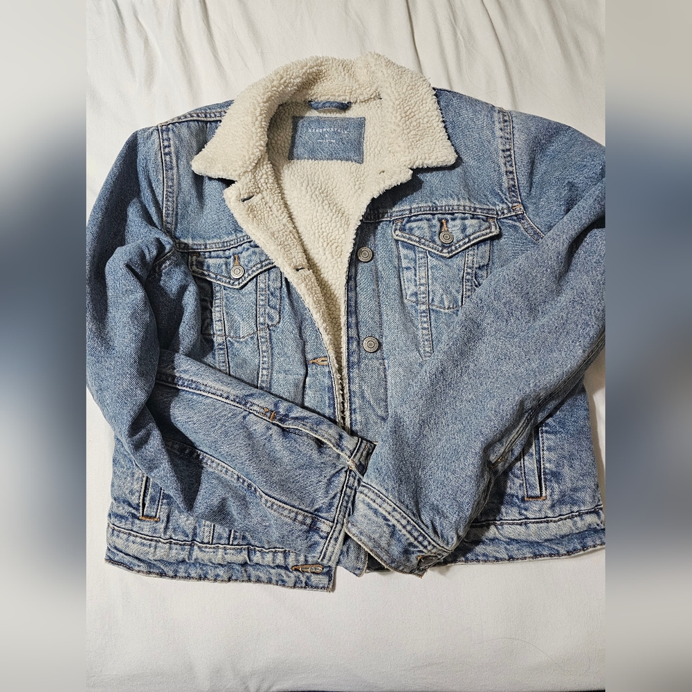 Aeropostale Fleece Cropped Trucker Jacket